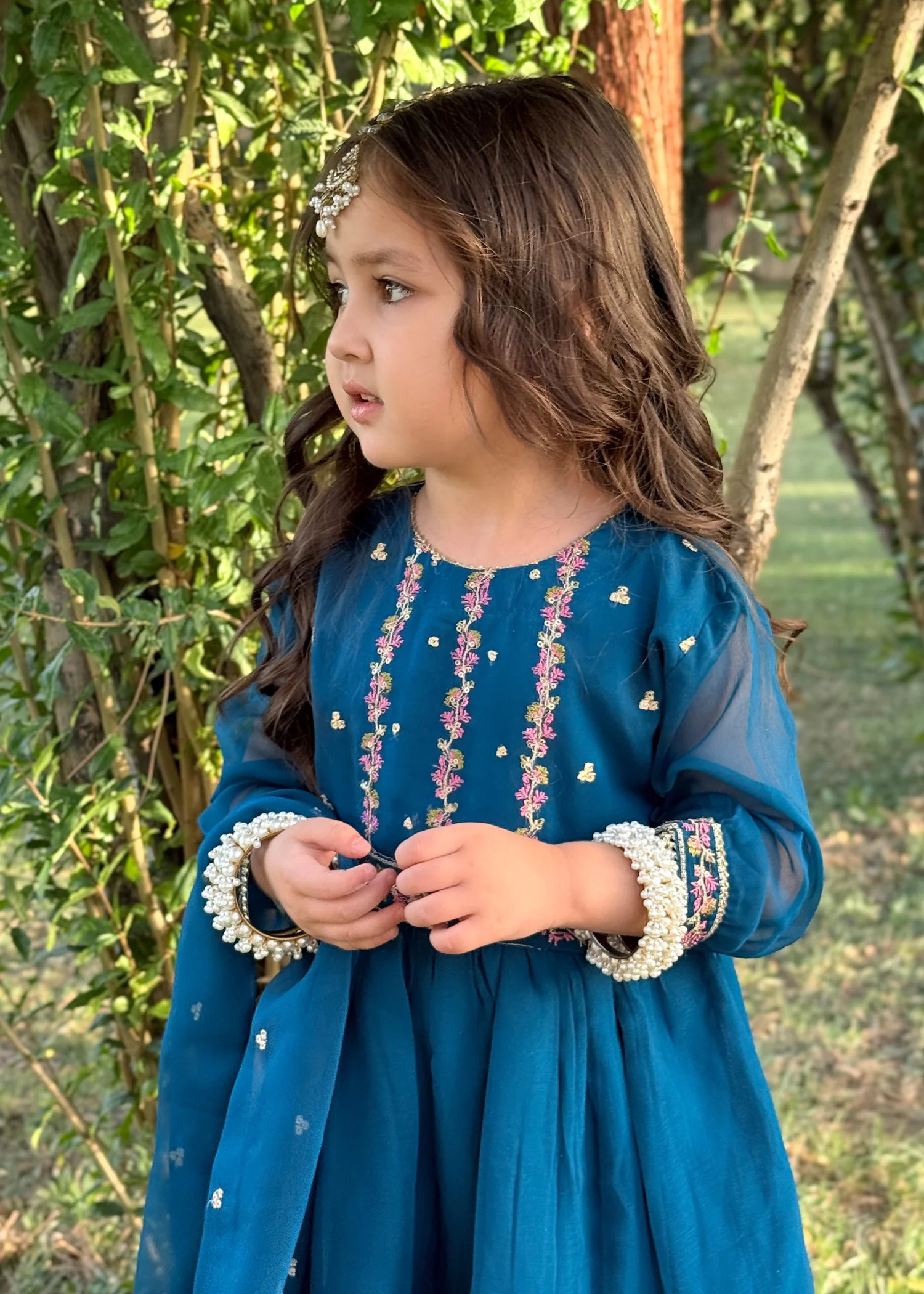 chiffon Gharara in Blue - view 7