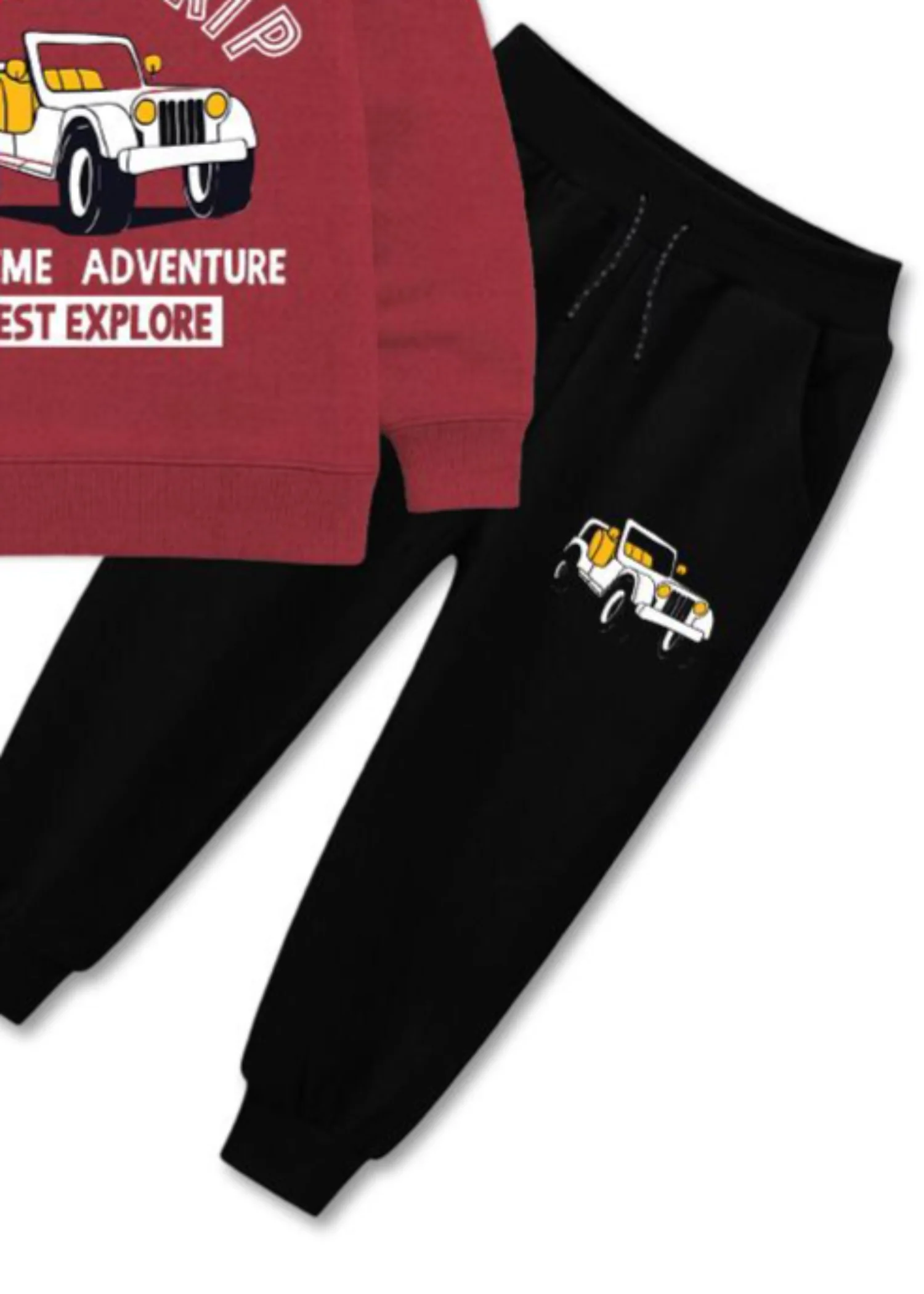fleece Tracksuit in Black, persian red - view 3