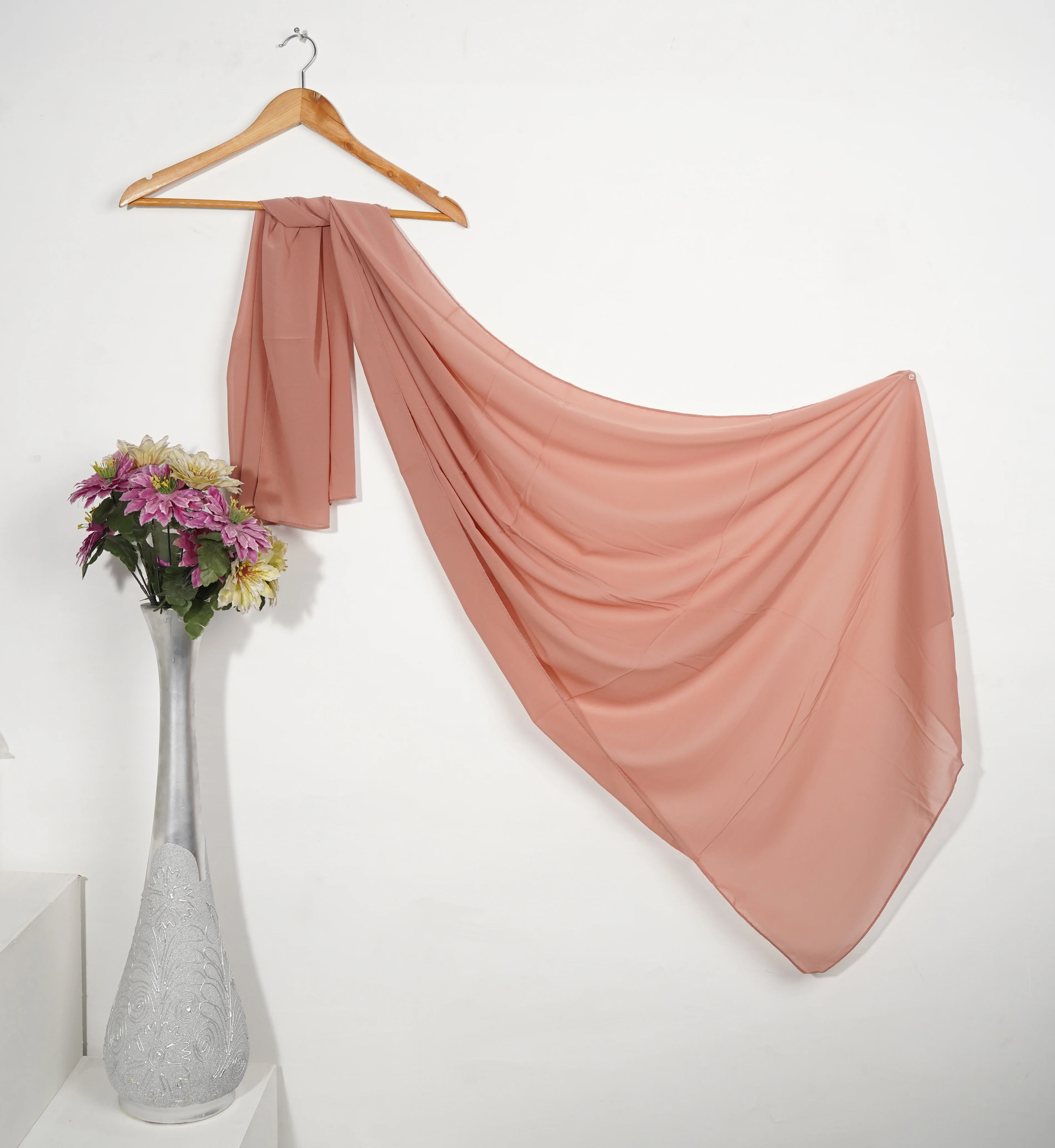 chiffon Hijab in Tea rose pink - hijab pins at ShoplyHub