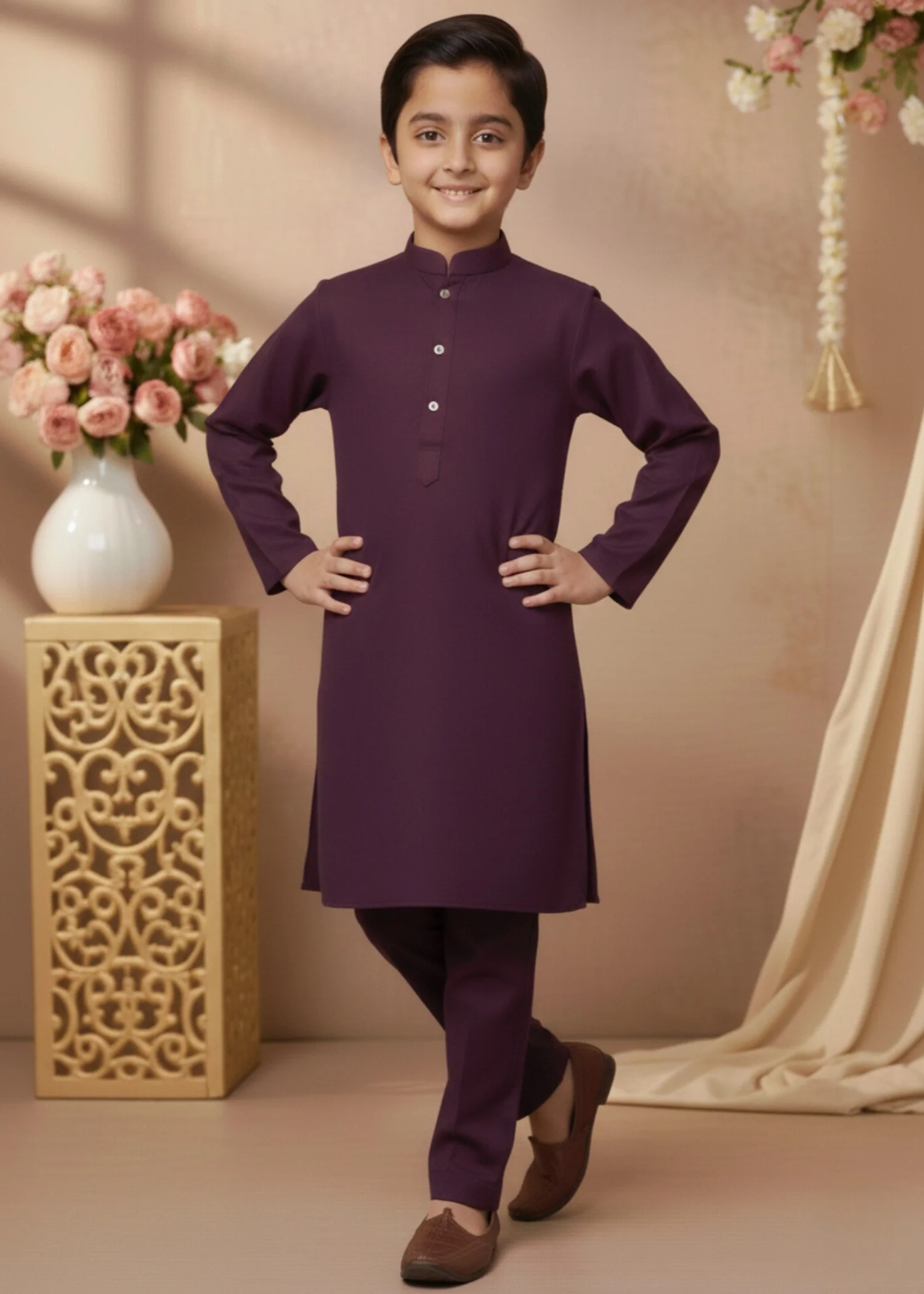 wash & wear Kurta Set in Deep purple - view 4