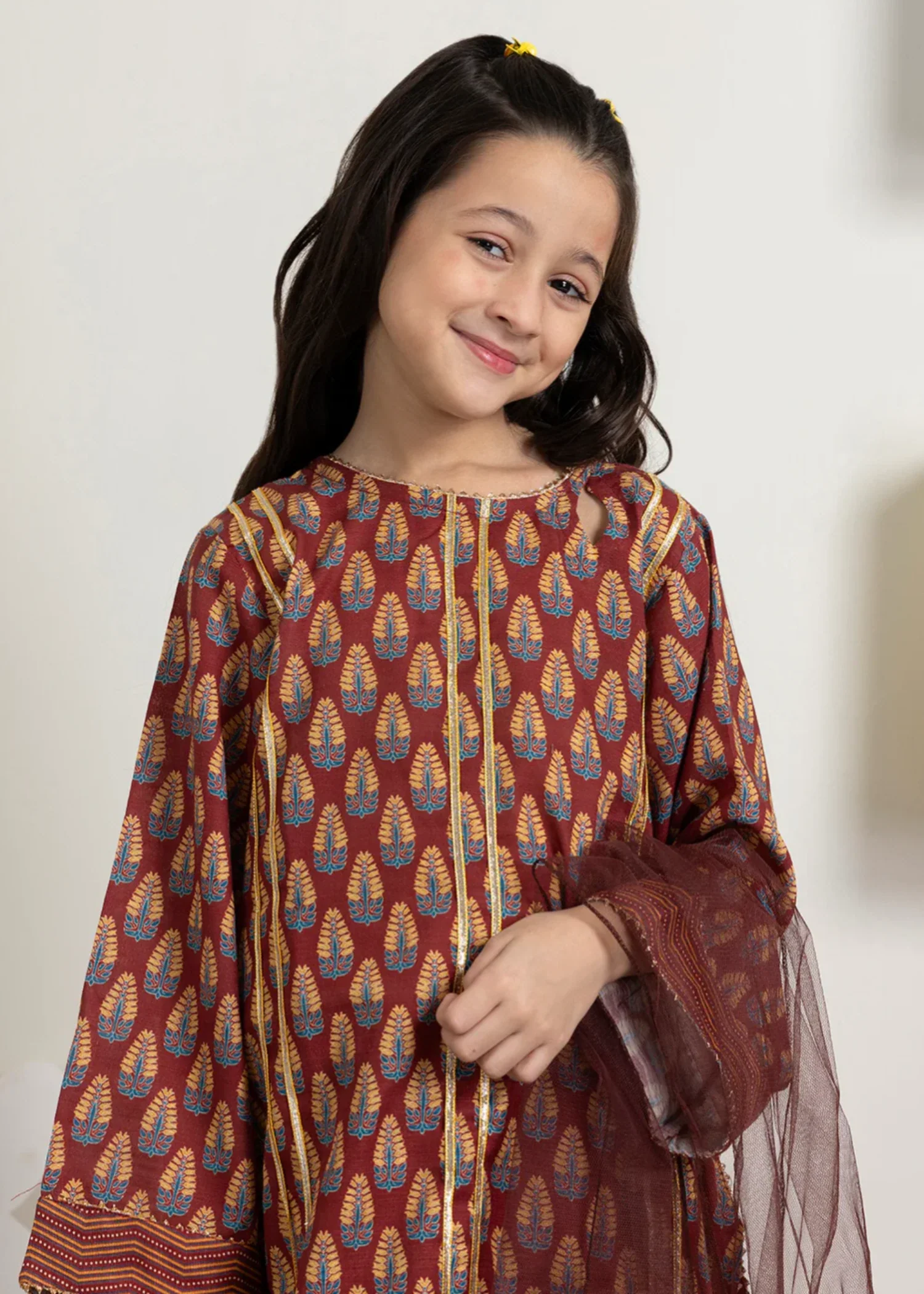 khaddar Kurta Set in Brown - view 2