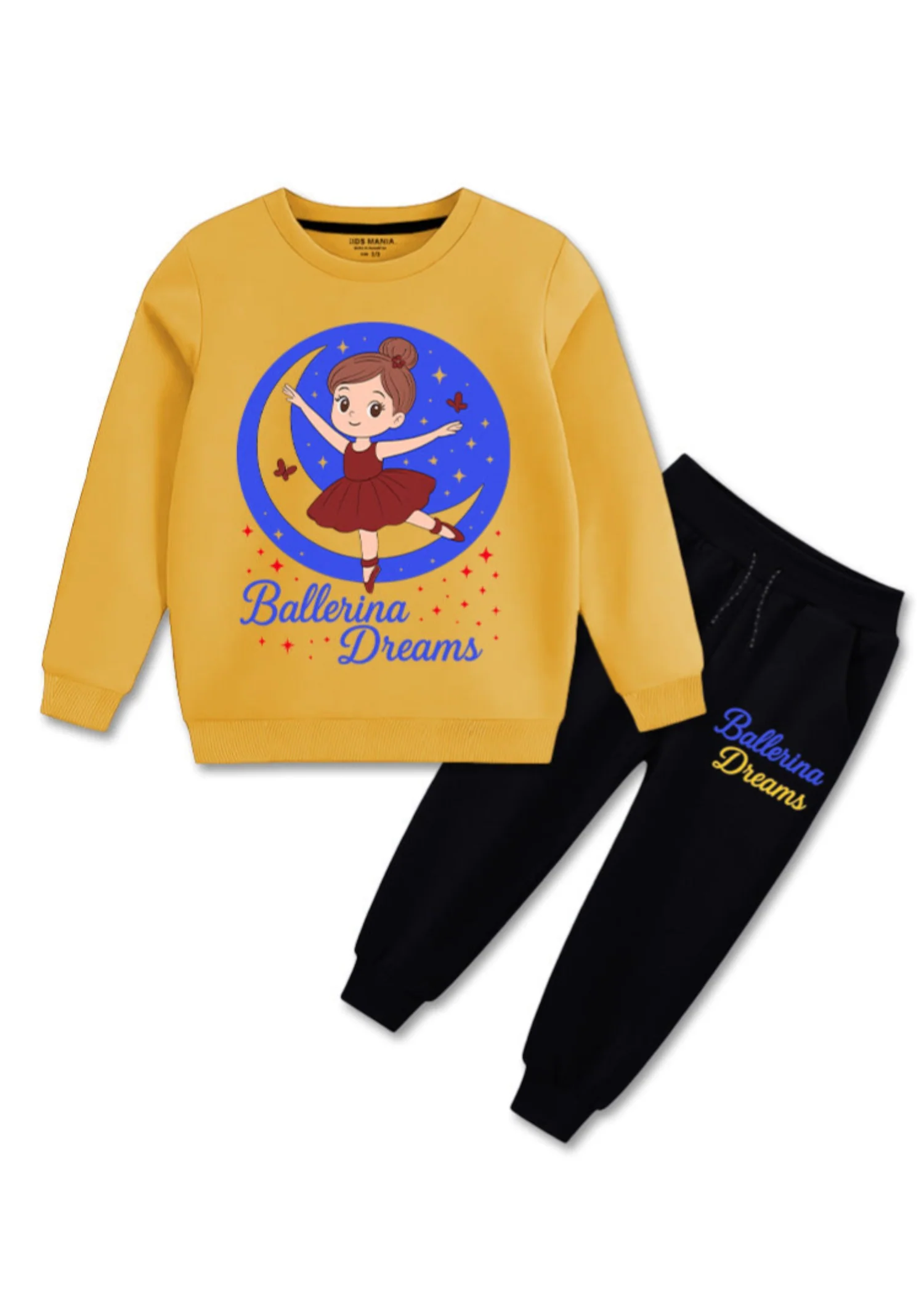 fleece Sweatshirt in Black, mustard