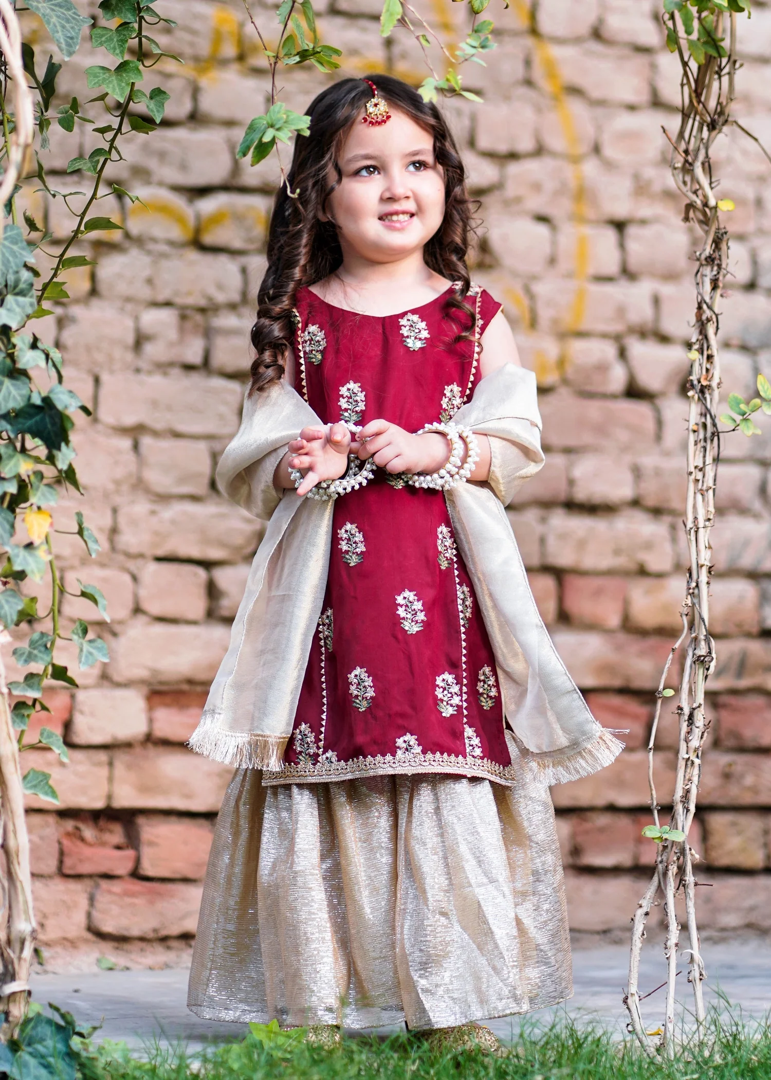 chiffon Gharara in Maroon - chiffon gharara at ShoplyHub