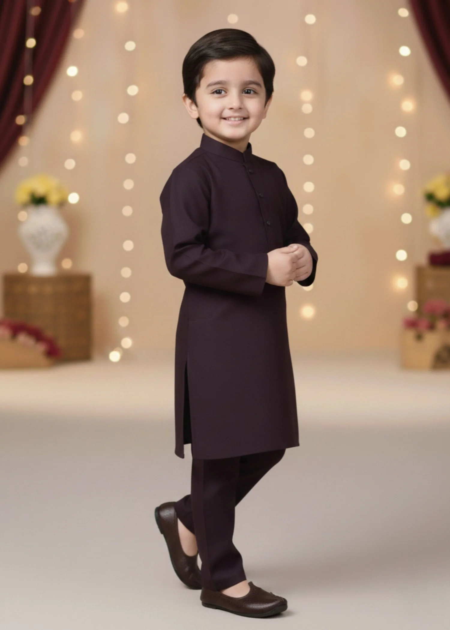 wash & wear Kurta Set in Coffee brown - view 8