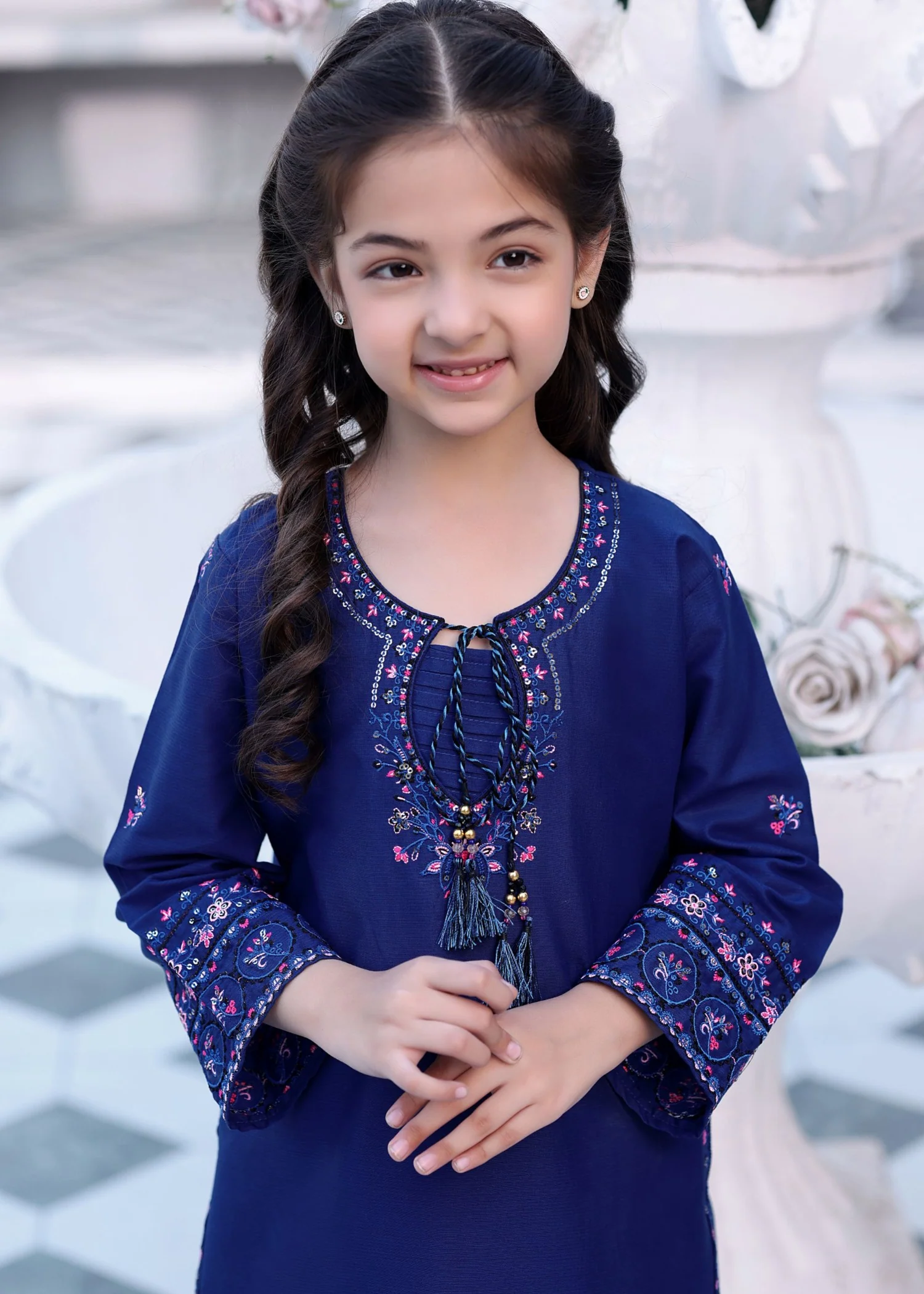cotton Kurta Set in Dark blue - view 4
