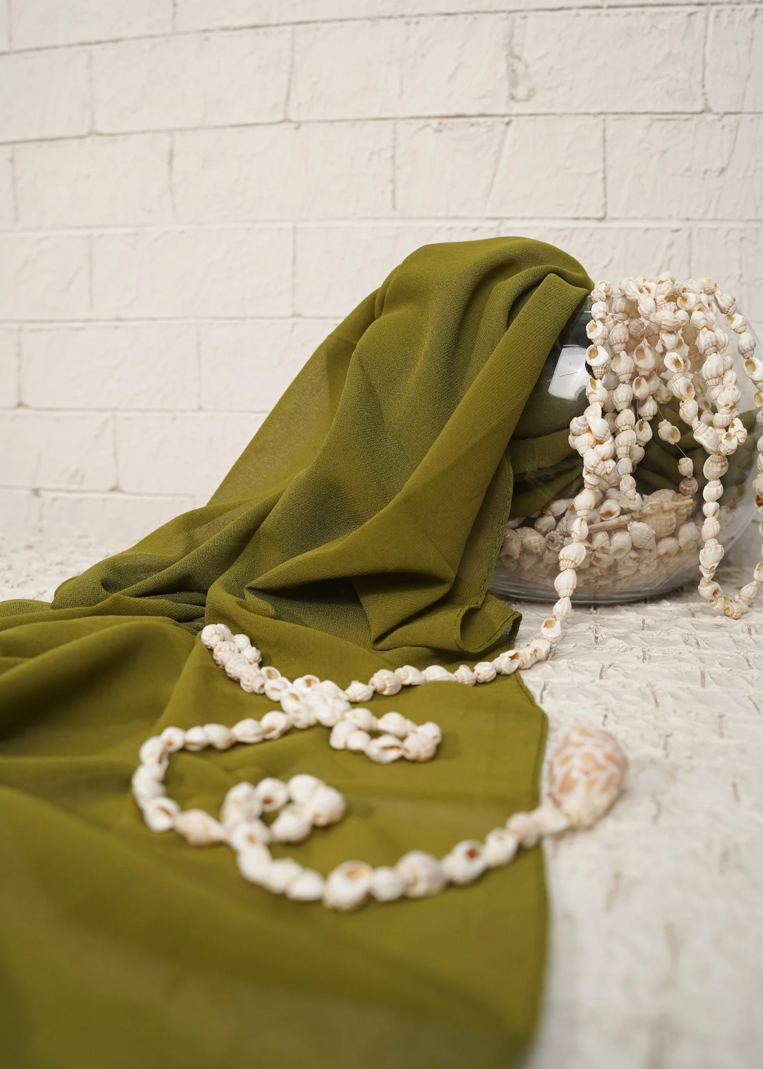 chiffon Hijab in Olive green - view 2