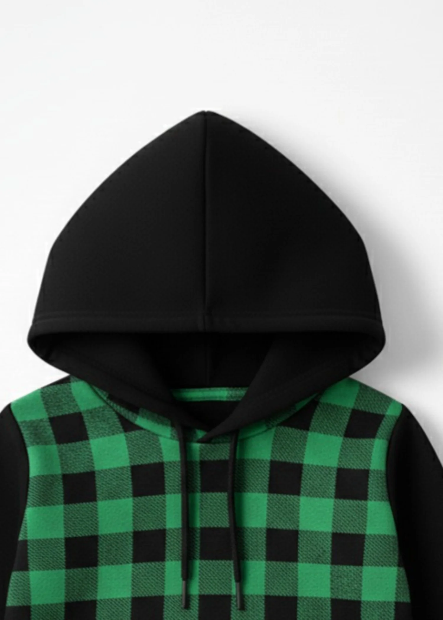 fleece Hoodie in Black, sea green - view 2