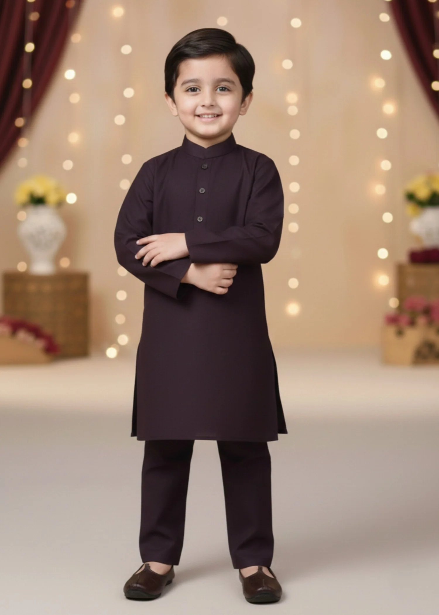 wash & wear Kurta Set in Coffee brown - view 7