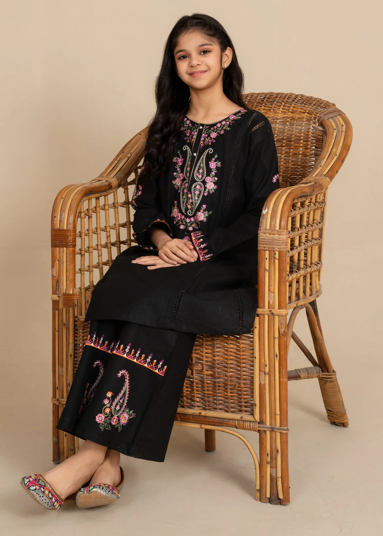 lawn cotton Short Frock in Black - view 3