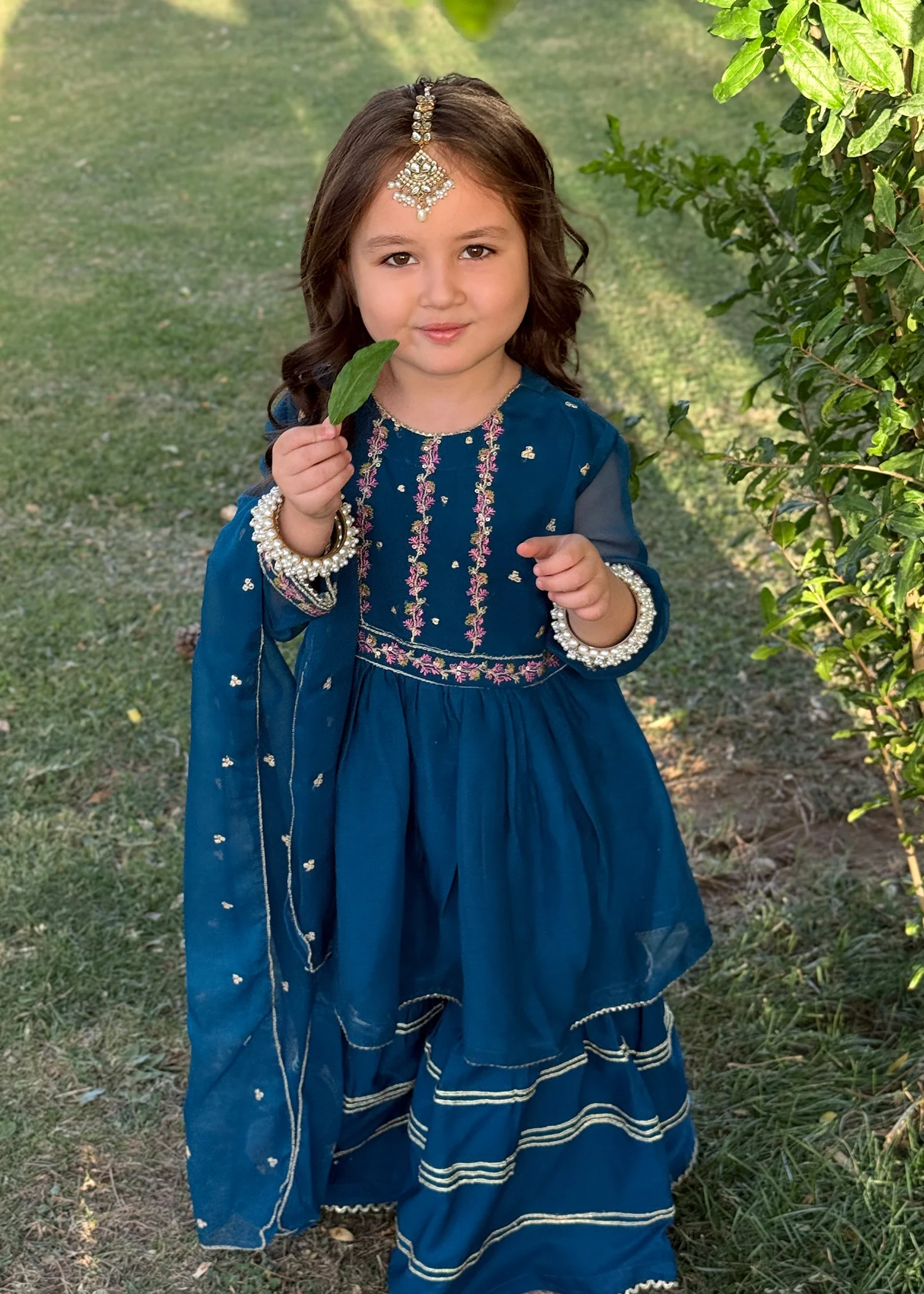 chiffon Gharara in Blue - chiffon gharara at ShoplyHub