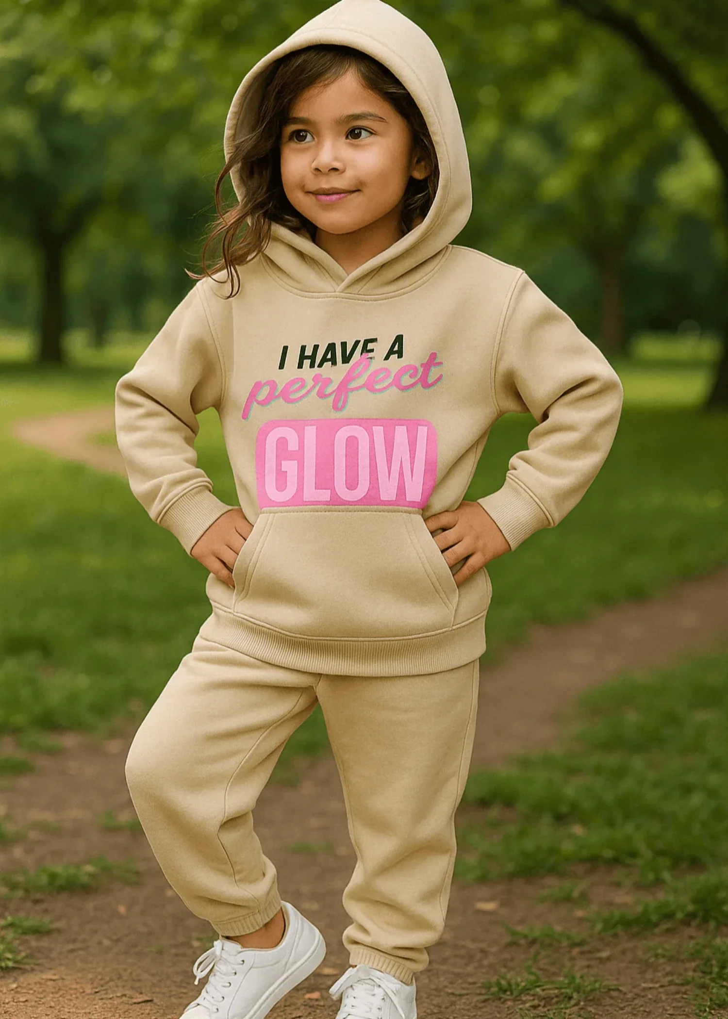 polycotton Hoodie in Beige