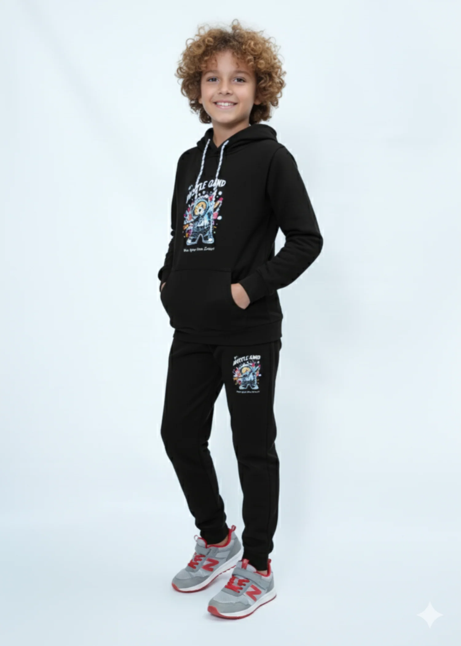 fleece Tracksuit in Black - view 2