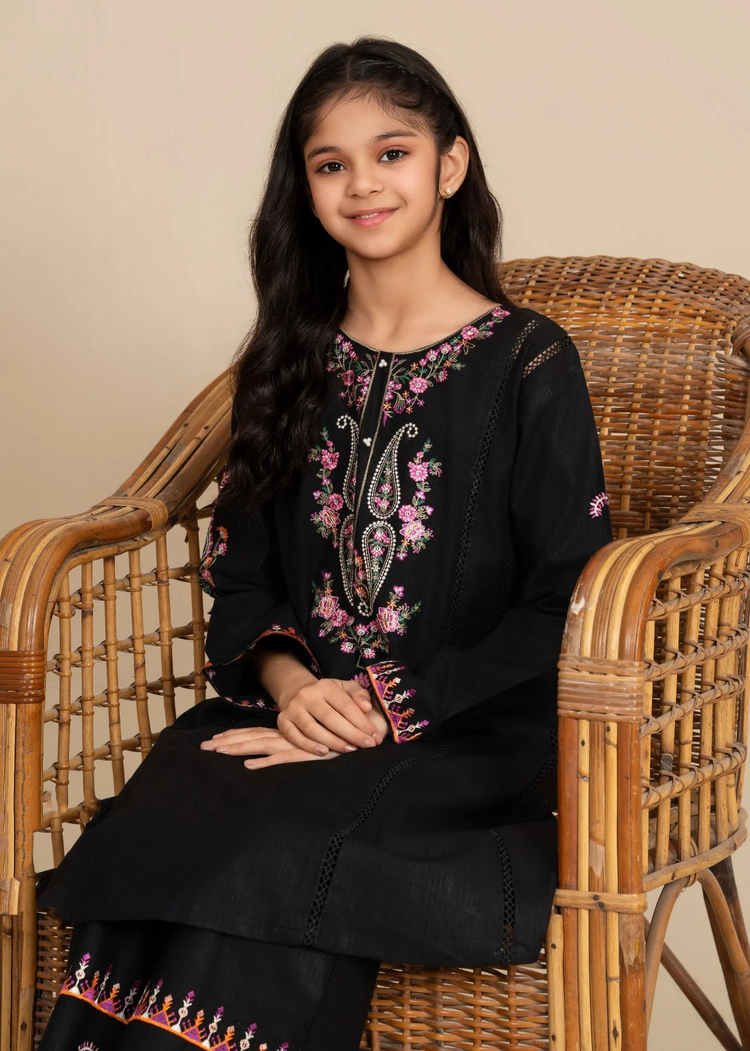 lawn cotton Short Frock in Black - view 5
