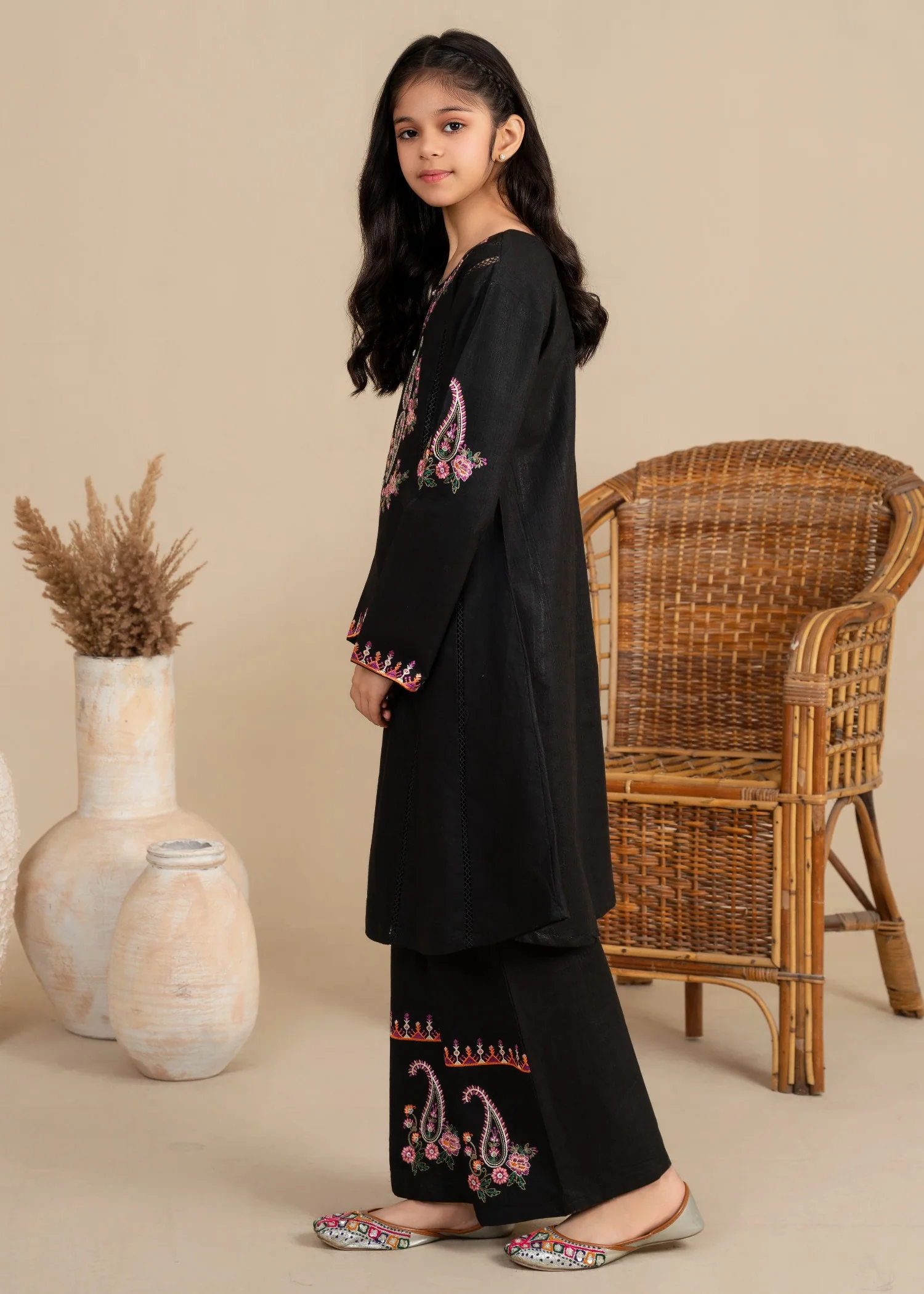 lawn cotton Short Frock in Black - view 2