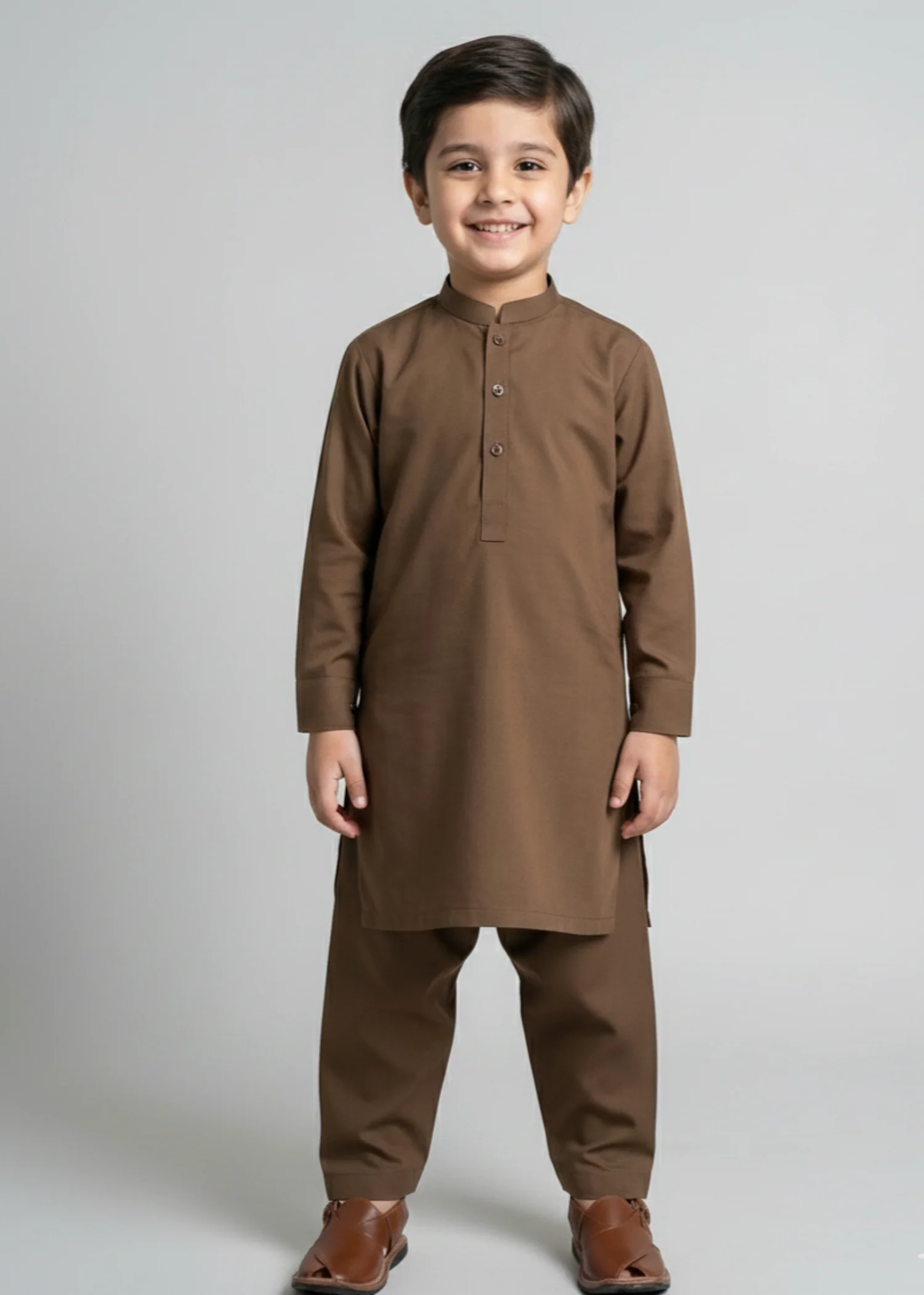 wash & wear Kurta Set in Brown