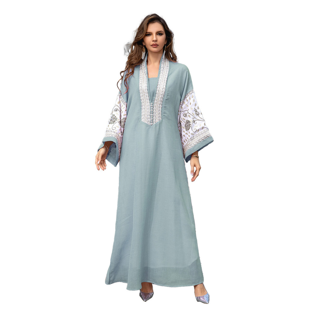 Europe and America Clothing Middle East Muslim Robe Dubai Clothing Embroidery Abaya Women's Gown