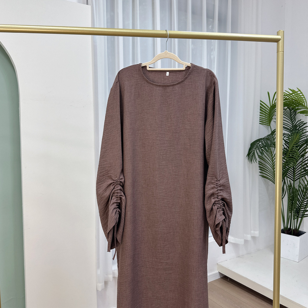 Ramadan Dubai Fashion abaya cuff lacing maxi dress and islam arab jubah woman wear Sleeve Tie