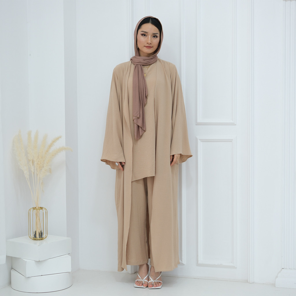 3Pieces Ramadan Suits Abaya Dubai Dress + Pants Muslim Sets Dress Abaya Dubai Muslim Islam Abayas woman