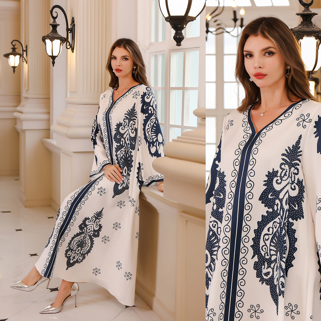 Middle East Muslim Robe Women's Clothing Dubai Turkey Abaya Hot Drilling