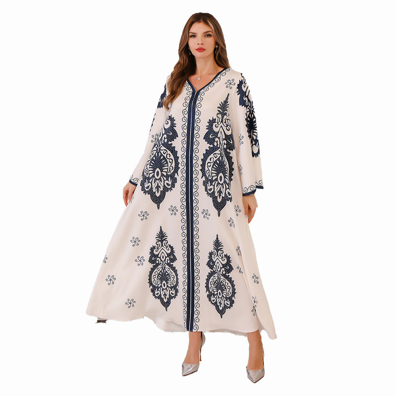 Middle East Muslim Robe Women's Clothing Dubai Turkey Abaya Hot Drilling