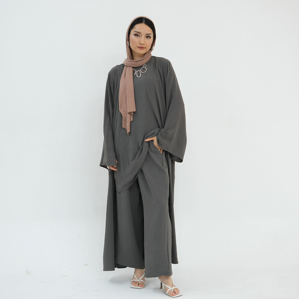 3Pieces Ramadan Suits Abaya Dubai Dress + Pants Muslim Sets Dress Abaya Dubai Muslim Islam Abayas woman