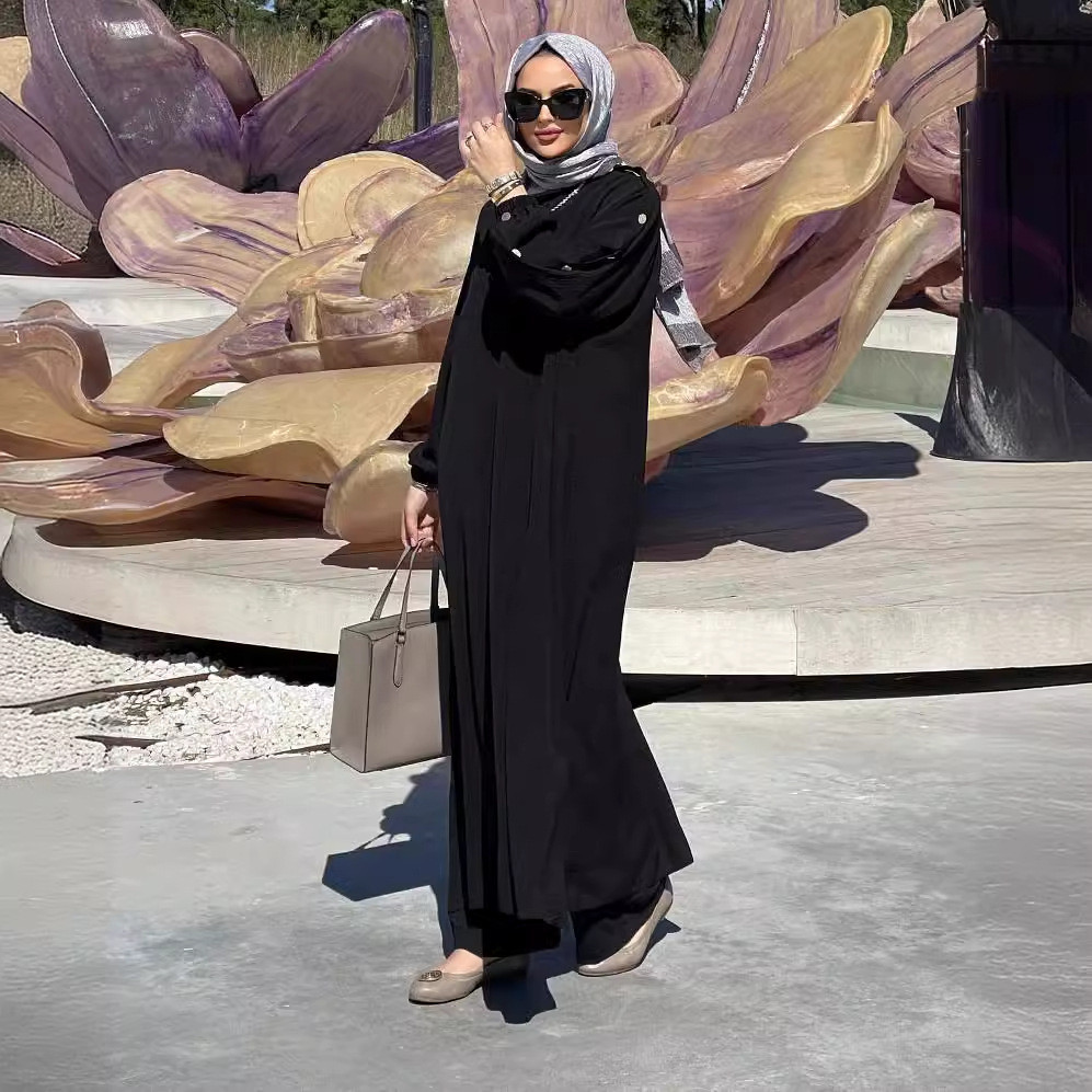 Raya Korean Muslim robe abaya clothing Muslim fashion lantern sleeve long dress Ramadan Jubah