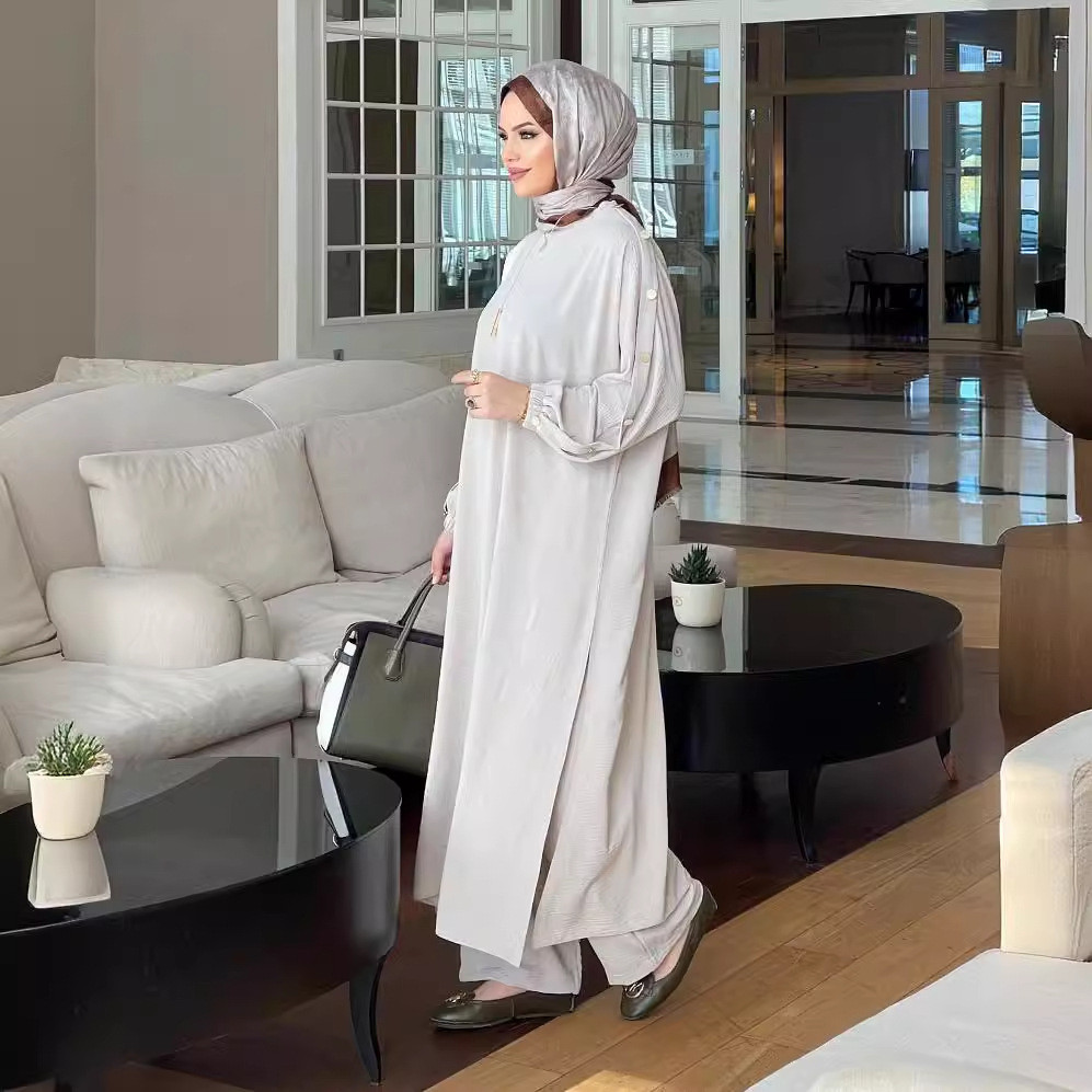 Raya Korean Muslim robe abaya clothing Muslim fashion lantern sleeve long dress Ramadan Jubah