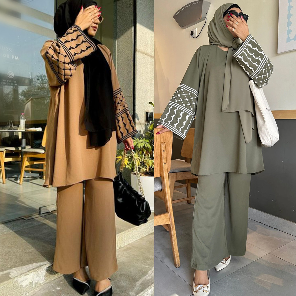 Raya Middle East Turkish embroidered top plus wide-leg pants trousers two-piece set
