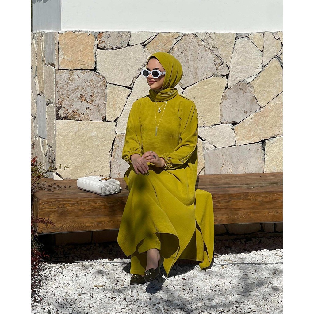 Raya Korean Muslim robe abaya clothing Muslim fashion lantern sleeve long dress Ramadan Jubah