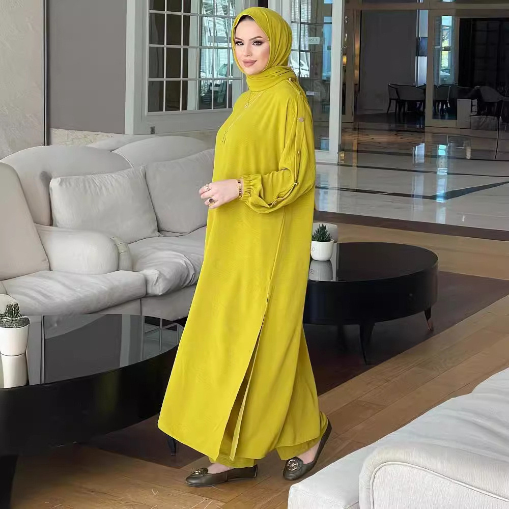 Raya Korean Muslim robe abaya clothing Muslim fashion lantern sleeve long dress Ramadan Jubah