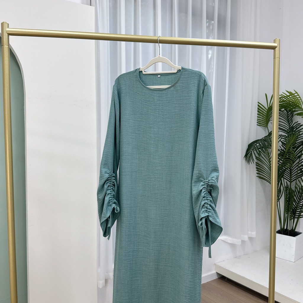 Ramadan Dubai Fashion abaya cuff lacing maxi dress and islam arab jubah woman wear Sleeve Tie