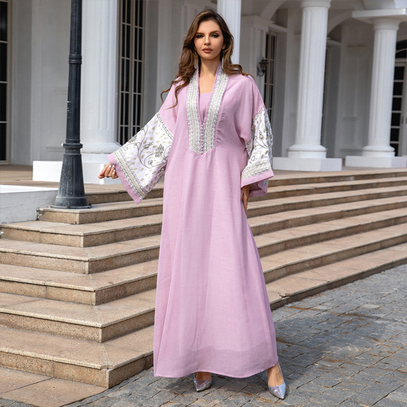 Europe and America Clothing Middle East Muslim Robe Dubai Clothing Embroidery Abaya Women's Gown