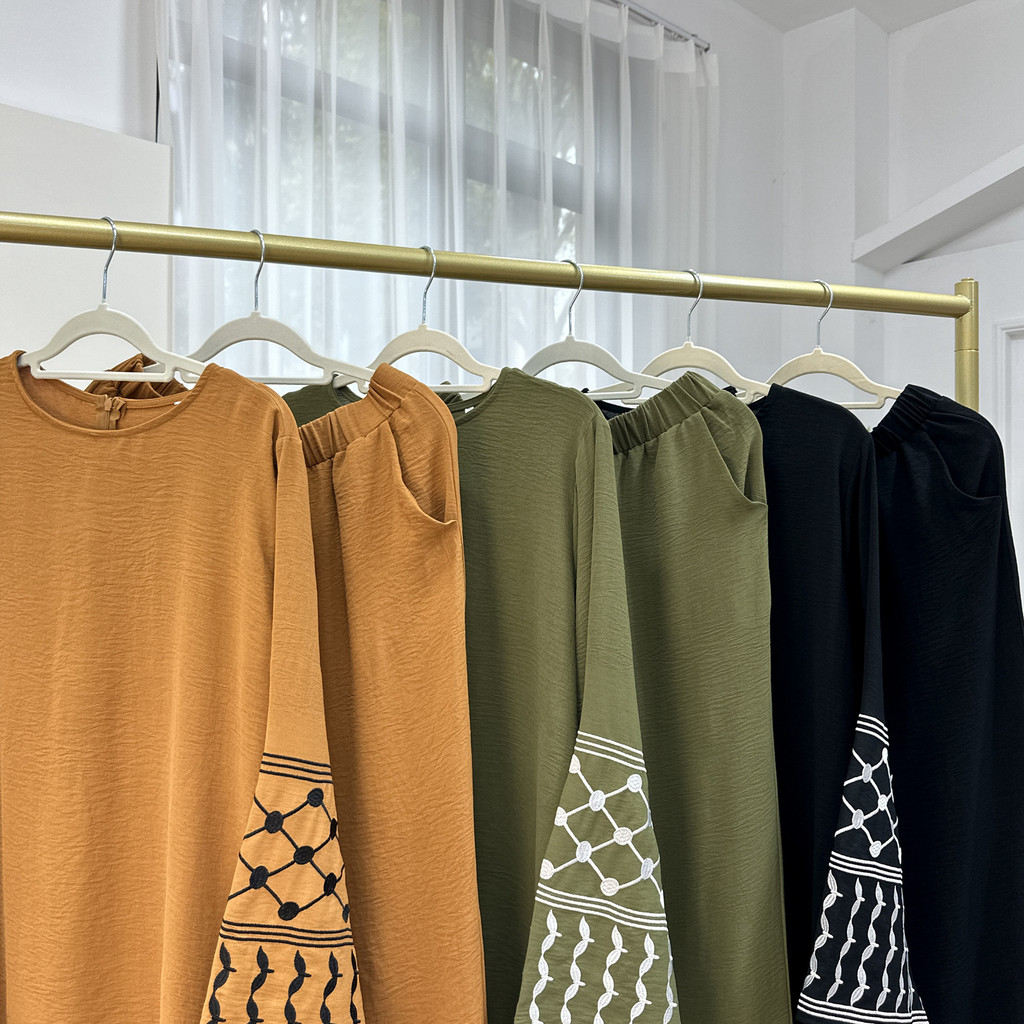 2Pieces Ramadan Djellaba Suits Abaya Dubai Embroidery Shirt + Pants Muslim Sets Abaya Dubai Muslim Islam Abayas