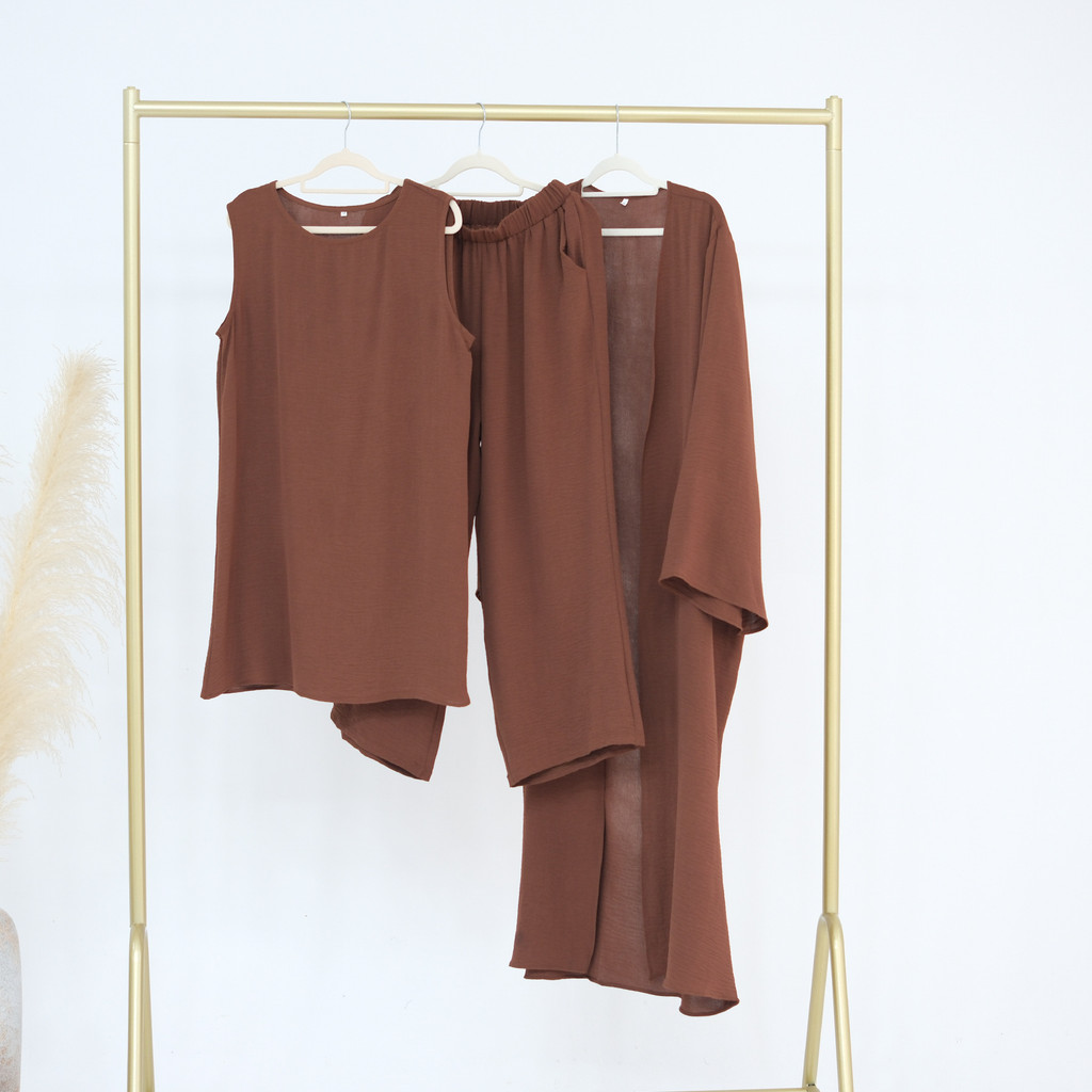 Muslim 3 Piece Set Women Top Cardigan Wide Leg Pants Suit Ramadan Arabic Outfits Dubai Islam Musulman Ensemble