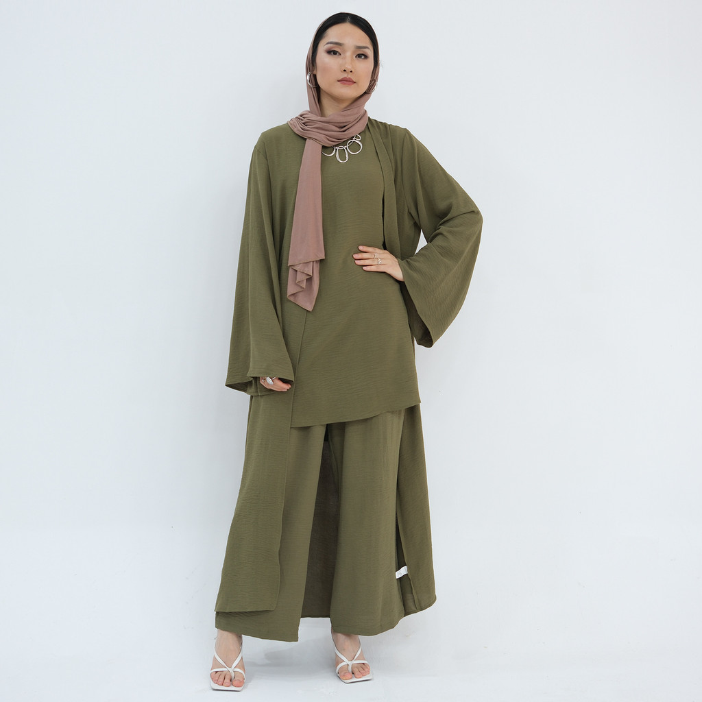 3Pieces Ramadan Suits Abaya Dubai Dress + Pants Muslim Sets Dress Abaya Dubai Muslim Islam Abayas woman