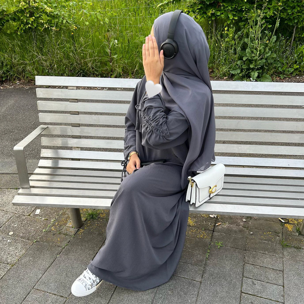 Ramadan Dubai Fashion abaya cuff lacing maxi dress and islam arab jubah woman wear Sleeve Tie