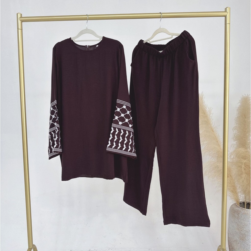 2Pieces Ramadan Djellaba Suits Abaya Dubai Embroidery Shirt + Pants Muslim Sets Abaya Dubai Muslim Islam Abayas