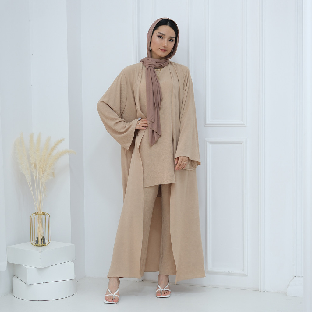3Pieces Ramadan Suits Abaya Dubai Dress + Pants Muslim Sets Dress Abaya Dubai Muslim Islam Abayas woman