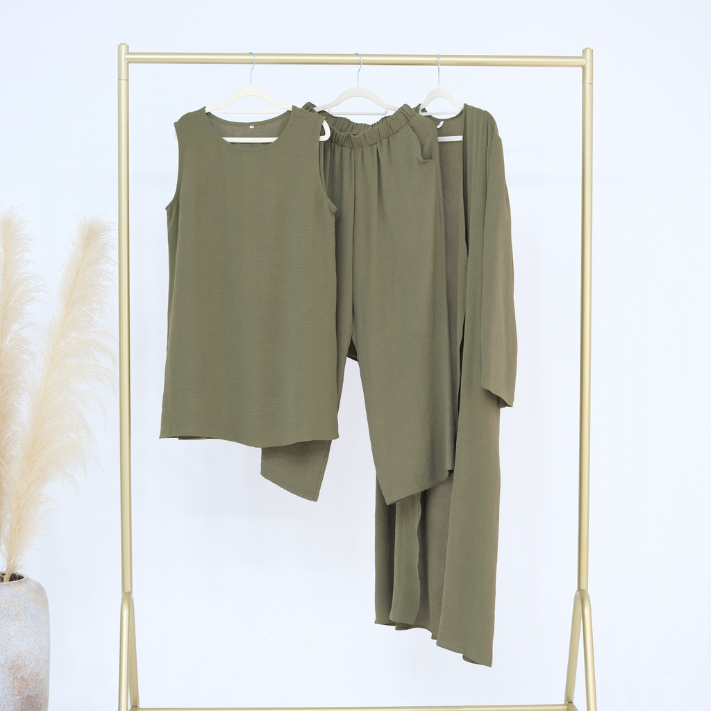 Muslim 3 Piece Set Women Top Cardigan Wide Leg Pants Suit Ramadan Arabic Outfits Dubai Islam Musulman Ensemble