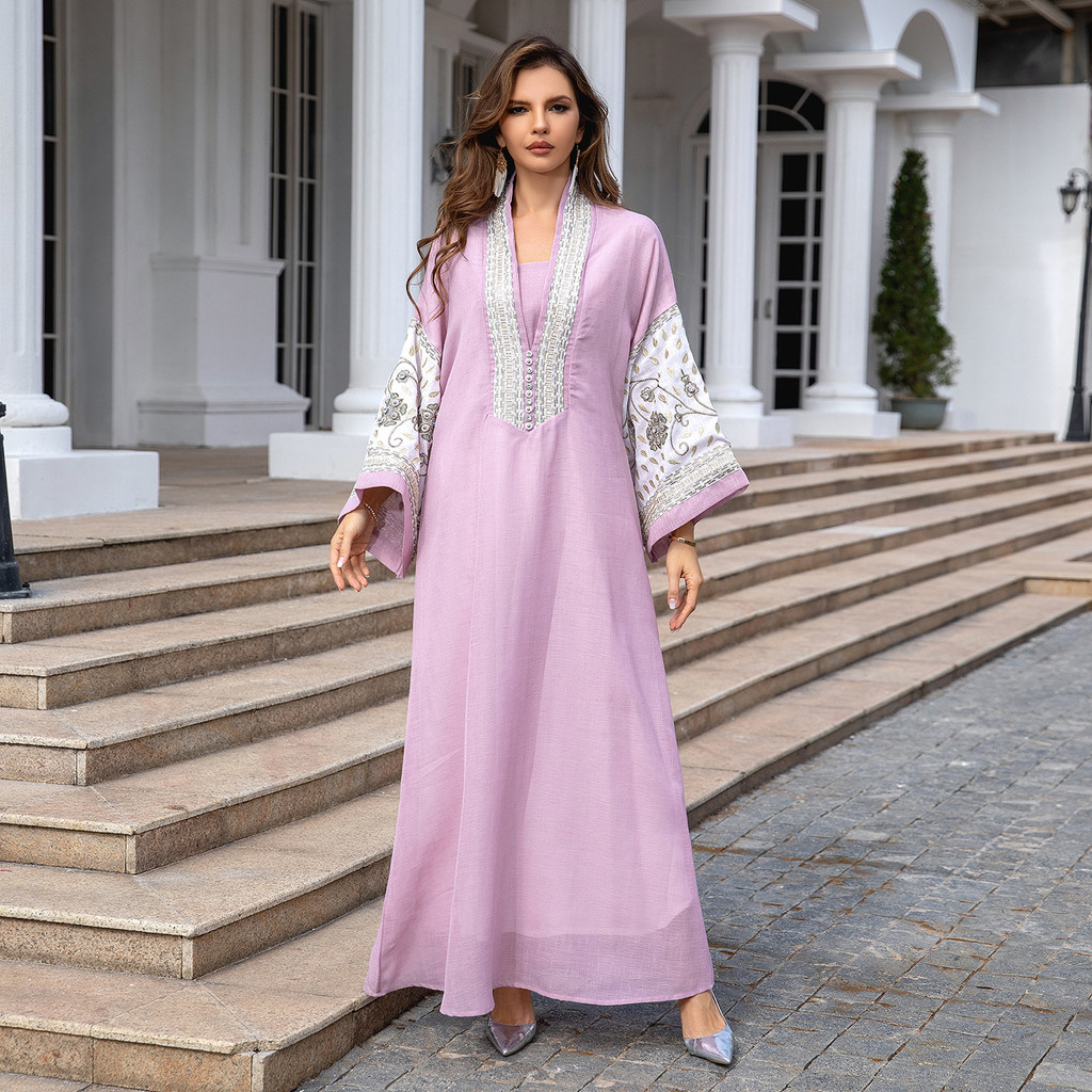 Europe and America Clothing Middle East Muslim Robe Dubai Clothing Embroidery Abaya Women's Gown
