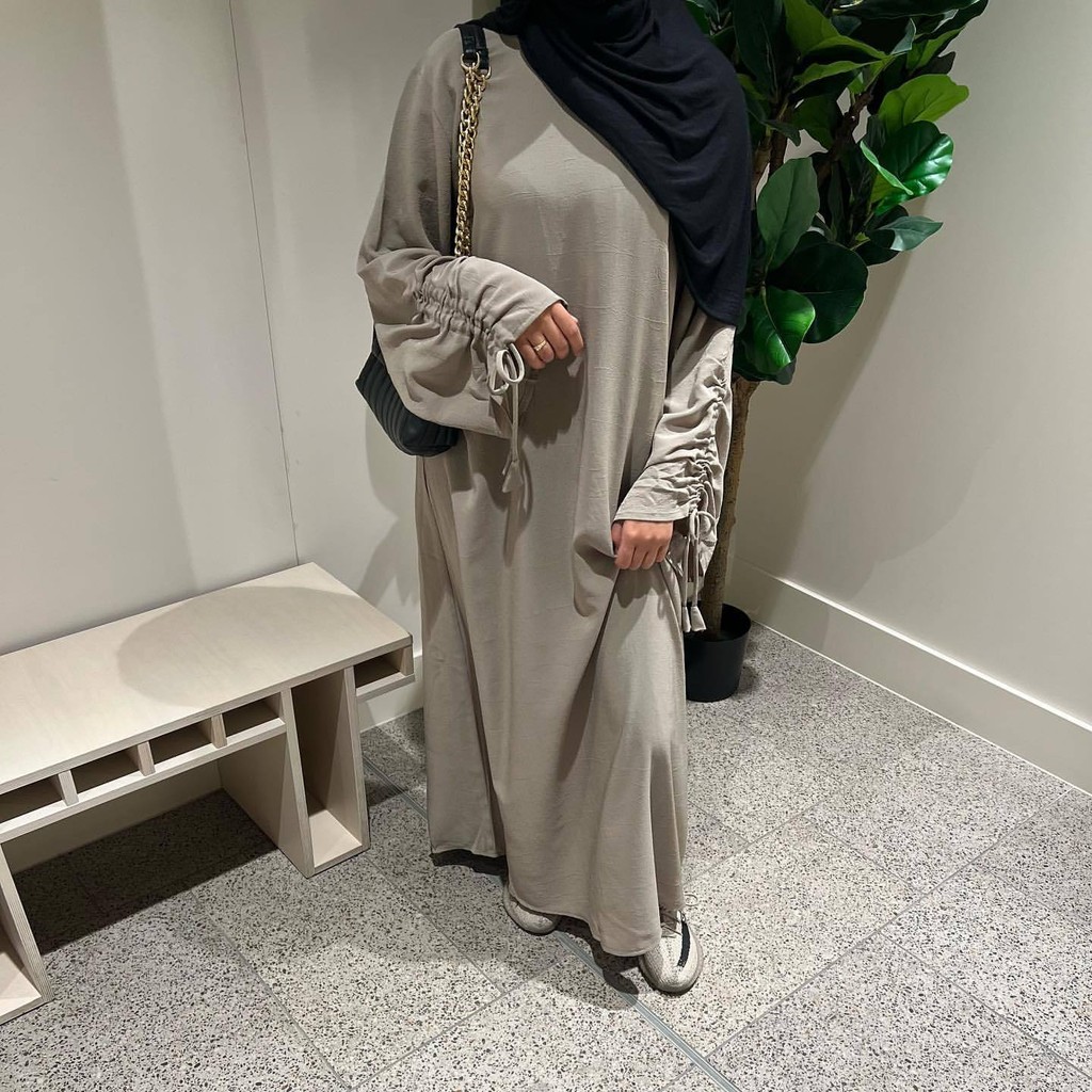 Ramadan Dubai Fashion abaya cuff lacing maxi dress and islam arab jubah woman wear Sleeve Tie