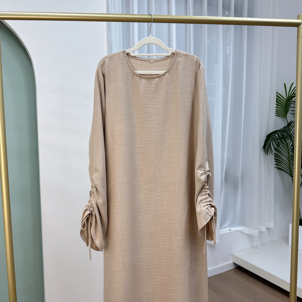 Ramadan Dubai Fashion abaya cuff lacing maxi dress and islam arab jubah woman wear Sleeve Tie
