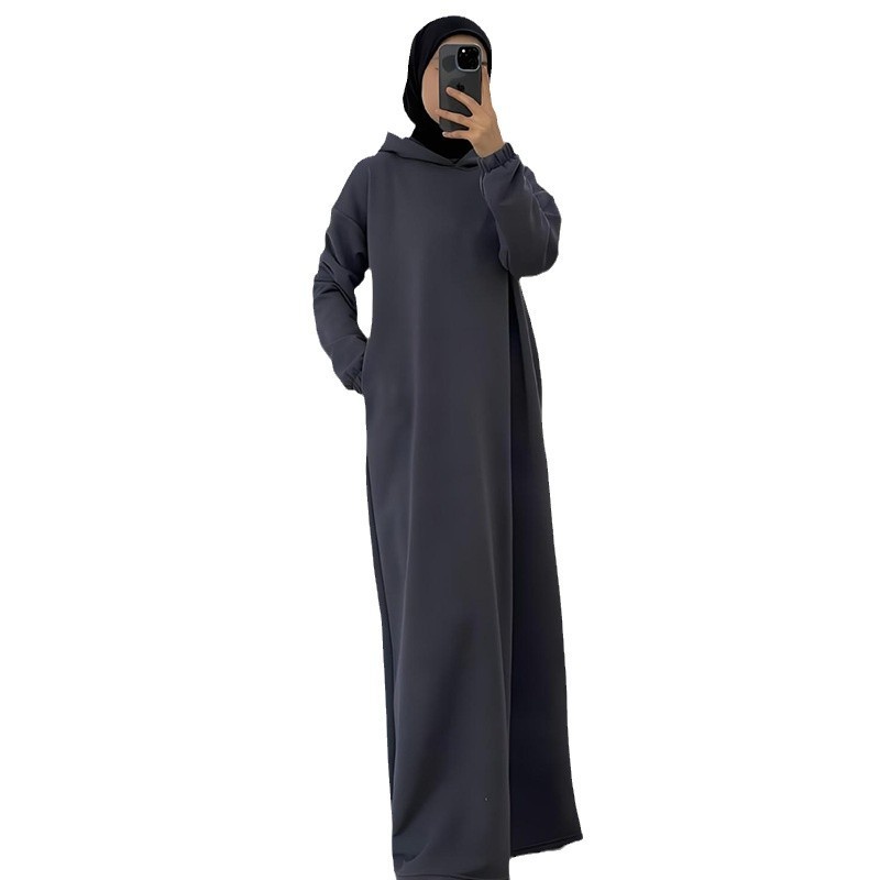 autumn new loose retro temperament long-sleeved hooded dress female