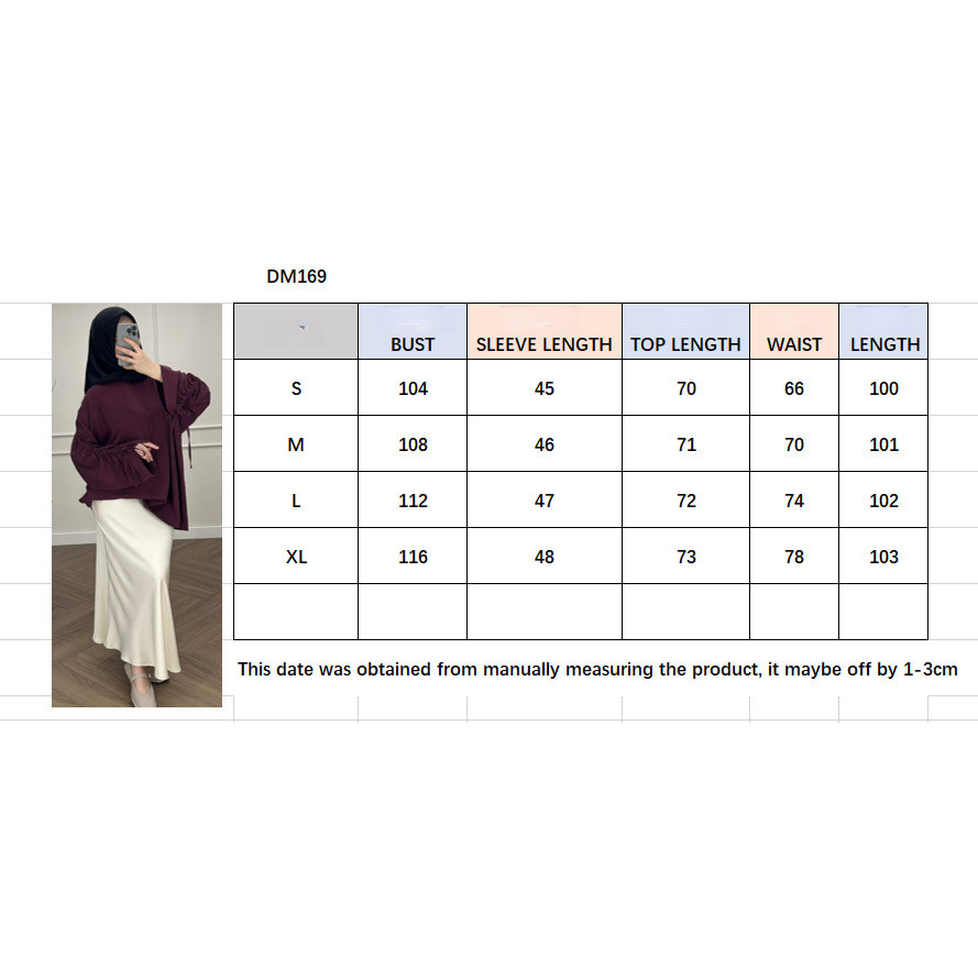 Ramadan New Muslim Casual and Loose Long Sleeve Top and Skirt Contrast Color Suit