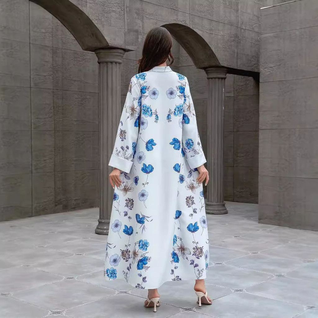 Raya Muslim Abaya for Women Party Dresses Kaftan Flower Arab Long Robe Ramadan Dubai Abayas