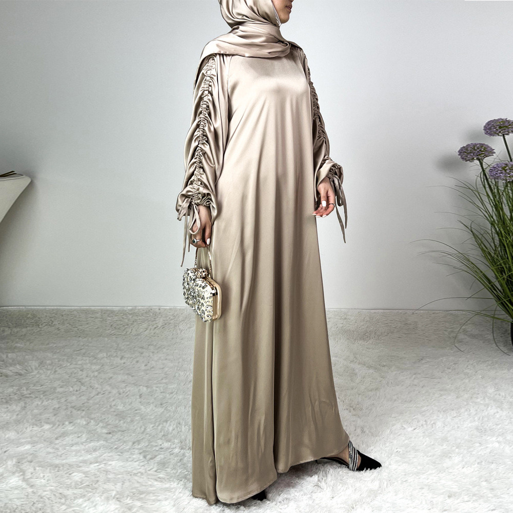 Ramadan Abaya Satin Maxi Dress Turkey Kaftan Caftan Marocain Muslim For Women Vestido Islam Simple Maxi Robe