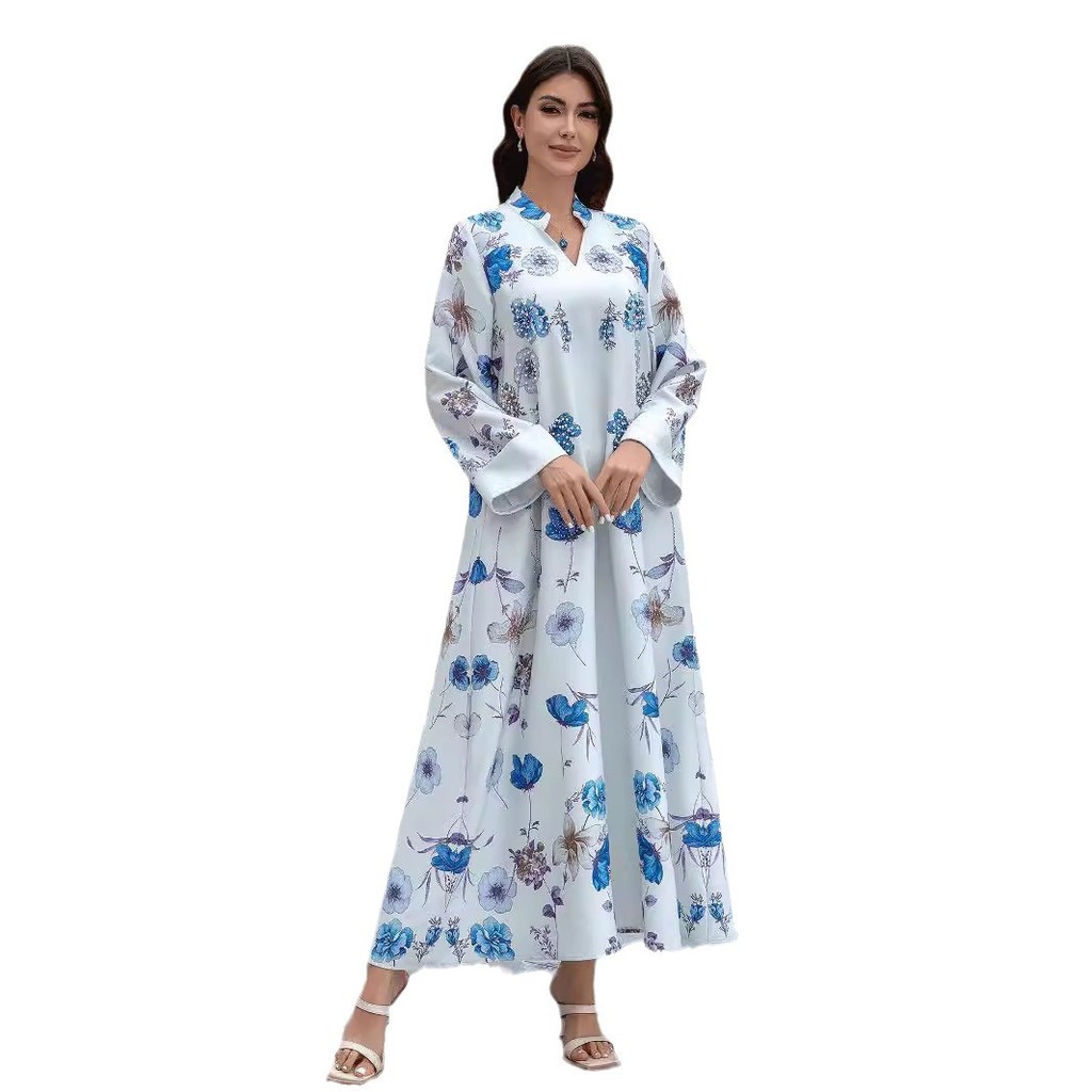 Raya Muslim Abaya for Women Party Dresses Kaftan Flower Arab Long Robe Ramadan Dubai Abayas