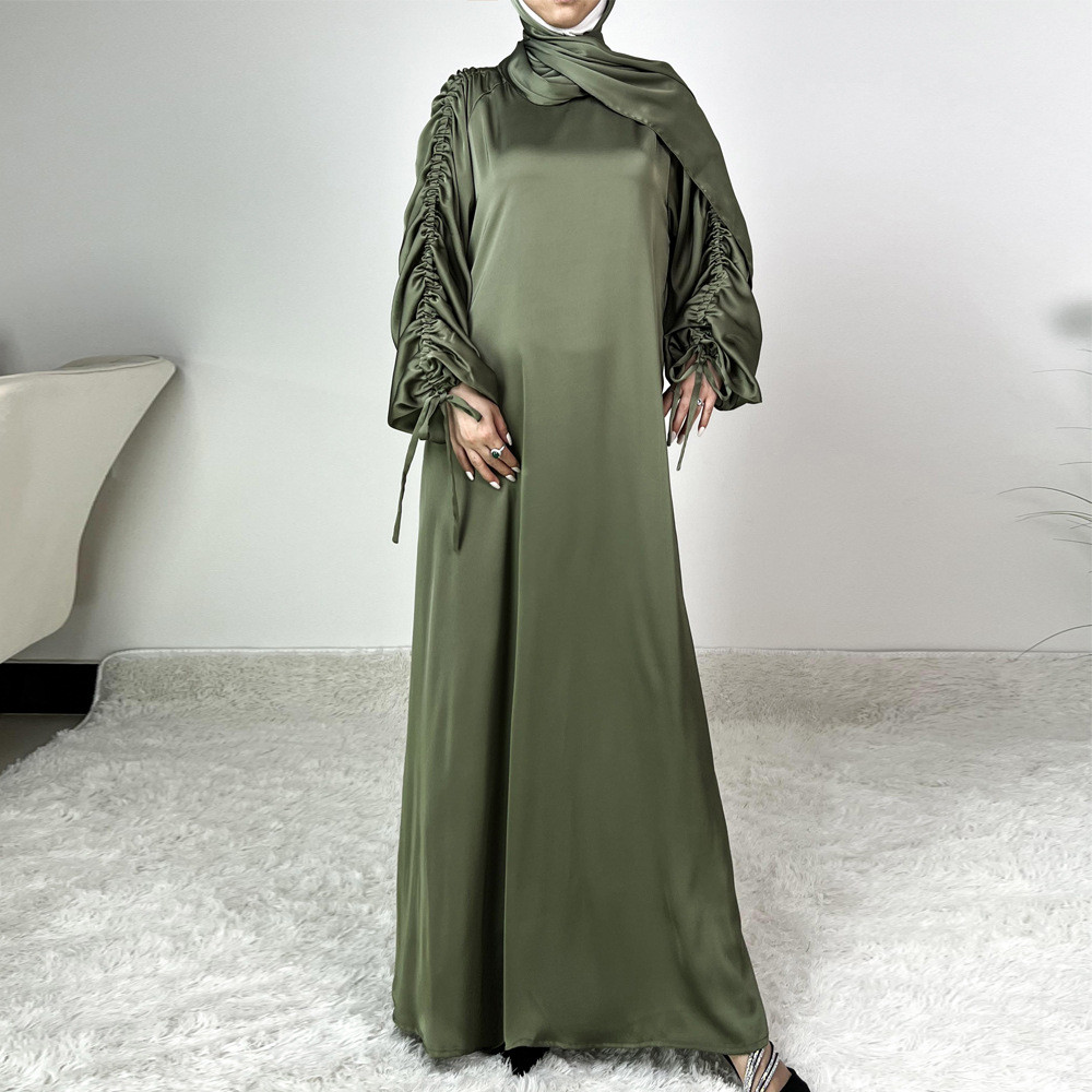 Ramadan Abaya Satin Maxi Dress Turkey Kaftan Caftan Marocain Muslim For Women Vestido Islam Simple Maxi Robe