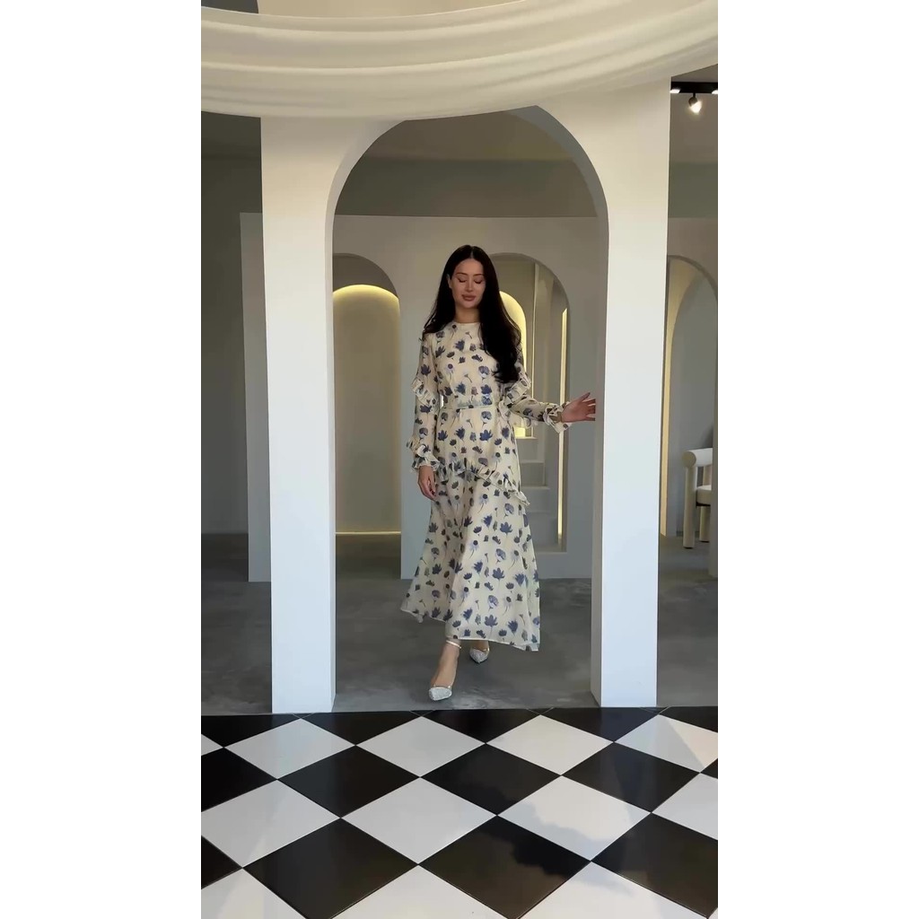 RAYA Muslim Abaya for Women Sweet Party Dresses Ramadan Arab Islam Long Robe Kaftan Dubai Flower Print