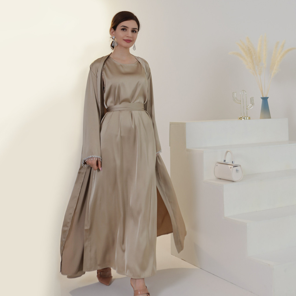 Ramadan 2 Piece Abaya Set Turkey Islam Arab Hijab Dress Muslim Sets Khimar For Women Robe Kaftan